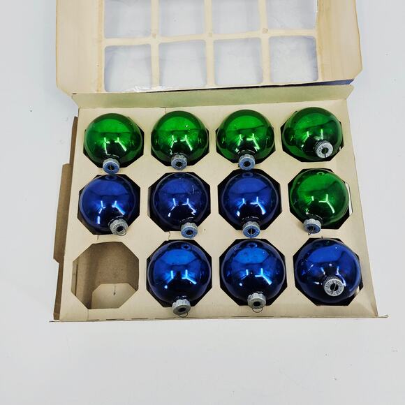 Vintage Poloron Shiny Brite Glass Ball Ornaments in Box Lot of 11 one missing - Picture 4 of 8